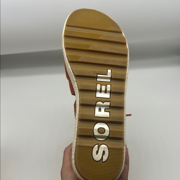 SOREL - Cameron Orange Suede Lace Up Lightweight Open Toe Platform Sandal SZ 9 - Picture 15 of 16